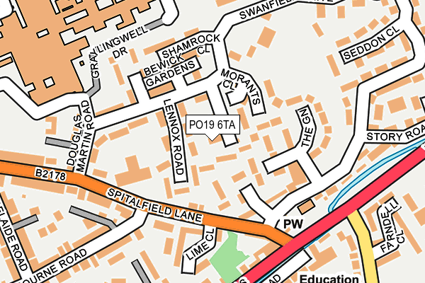 PO19 6TA map - OS OpenMap – Local (Ordnance Survey)
