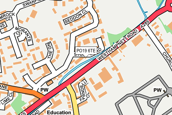 PO19 6TE map - OS OpenMap – Local (Ordnance Survey)