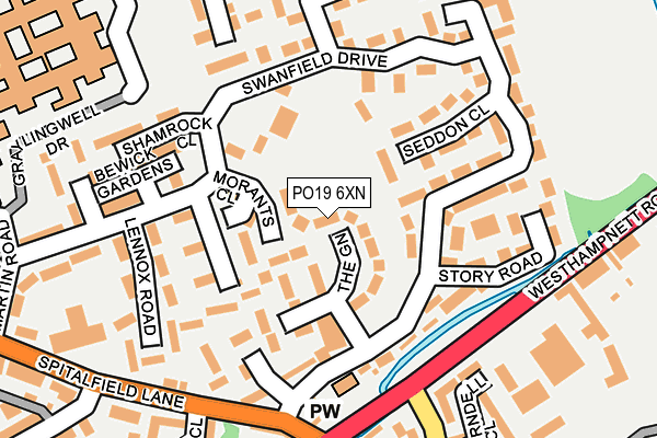 PO19 6XN map - OS OpenMap – Local (Ordnance Survey)