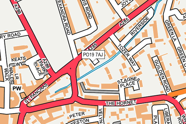 PO19 7AJ map - OS OpenMap – Local (Ordnance Survey)
