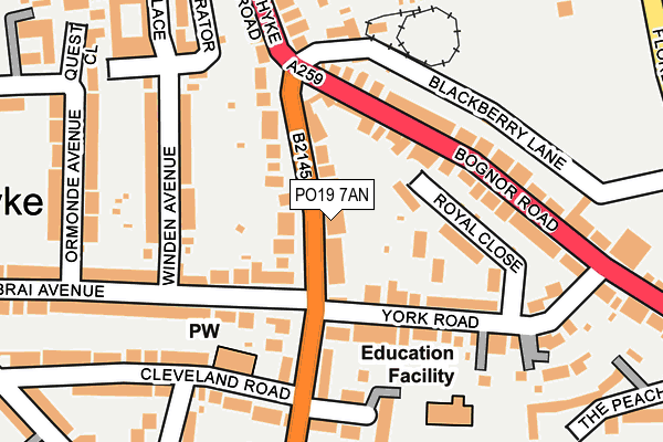 PO19 7AN map - OS OpenMap – Local (Ordnance Survey)
