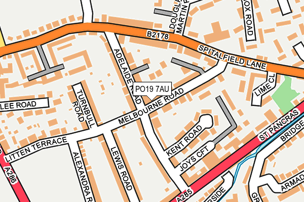 PO19 7AU map - OS OpenMap – Local (Ordnance Survey)