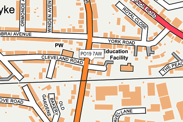 PO19 7AW map - OS OpenMap – Local (Ordnance Survey)