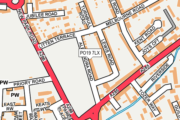 PO19 7LX map - OS OpenMap – Local (Ordnance Survey)