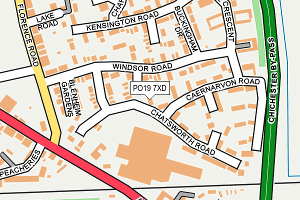 PO19 7XD map - OS OpenMap – Local (Ordnance Survey)