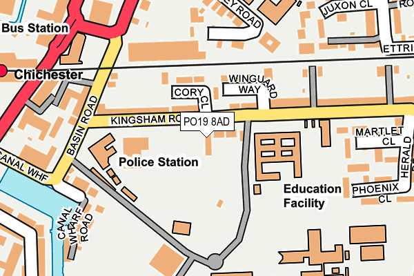 PO19 8AD map - OS OpenMap – Local (Ordnance Survey)