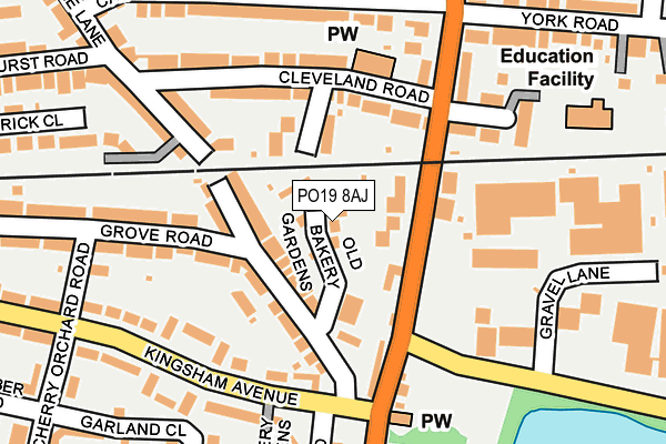 PO19 8AJ map - OS OpenMap – Local (Ordnance Survey)