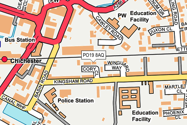 PO19 8AQ map - OS OpenMap – Local (Ordnance Survey)