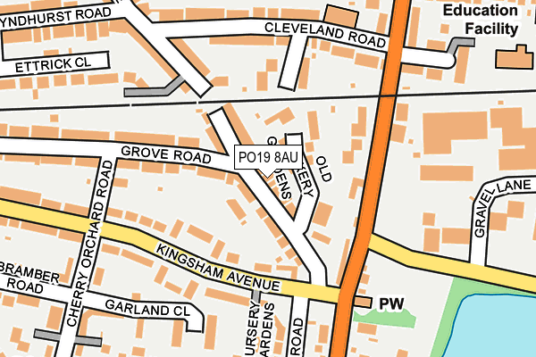 PO19 8AU map - OS OpenMap – Local (Ordnance Survey)