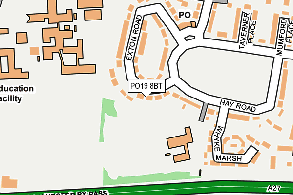 PO19 8BT map - OS OpenMap – Local (Ordnance Survey)