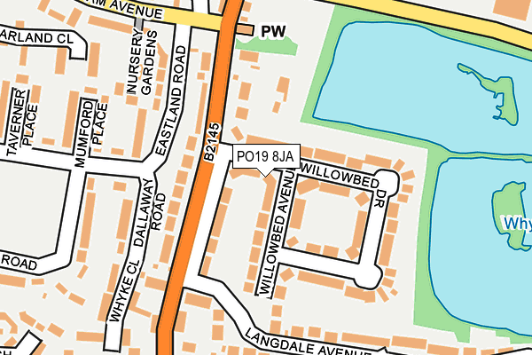 PO19 8JA map - OS OpenMap – Local (Ordnance Survey)