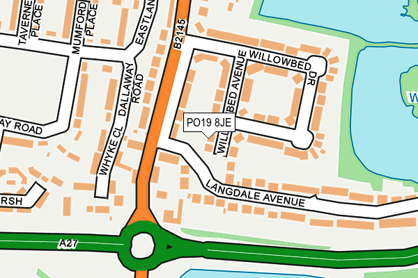 PO19 8JE map - OS OpenMap – Local (Ordnance Survey)