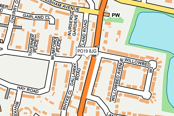 PO19 8JG map - OS OpenMap – Local (Ordnance Survey)
