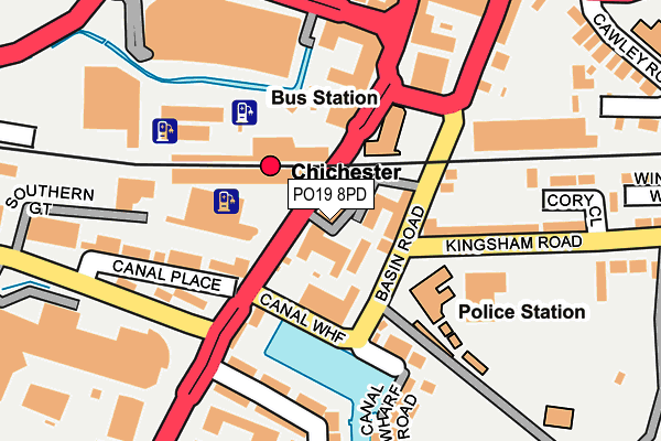 PO19 8PD map - OS OpenMap – Local (Ordnance Survey)