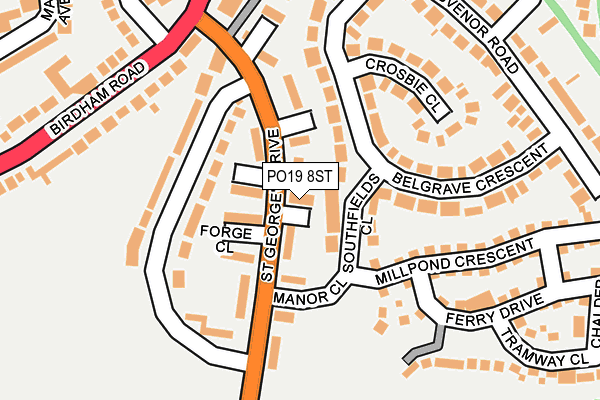 PO19 8ST map - OS OpenMap – Local (Ordnance Survey)