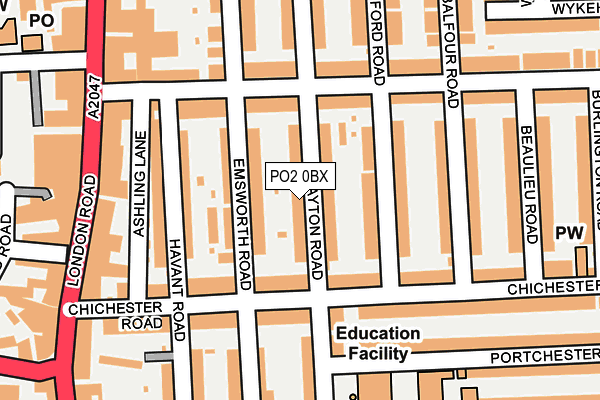 PO2 0BX map - OS OpenMap – Local (Ordnance Survey)