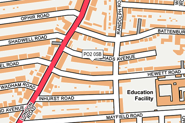 PO2 0SB map - OS OpenMap – Local (Ordnance Survey)