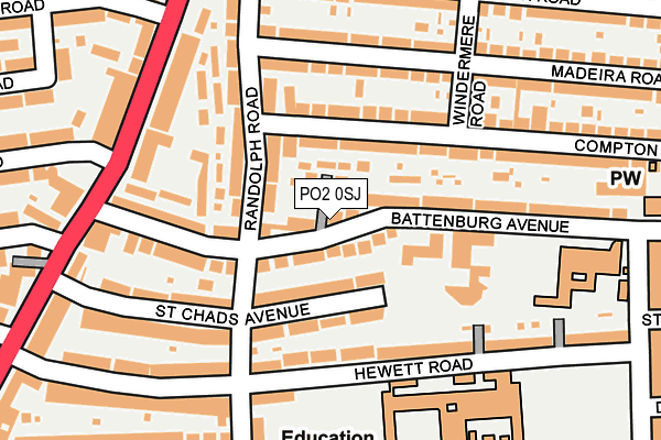 PO2 0SJ map - OS OpenMap – Local (Ordnance Survey)