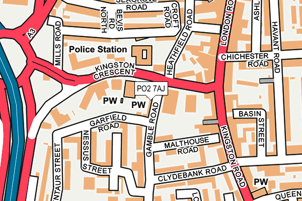 PO2 7AJ map - OS OpenMap – Local (Ordnance Survey)