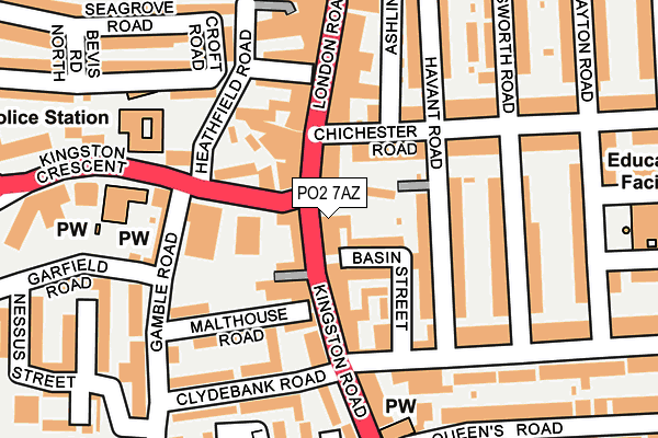 PO2 7AZ map - OS OpenMap – Local (Ordnance Survey)