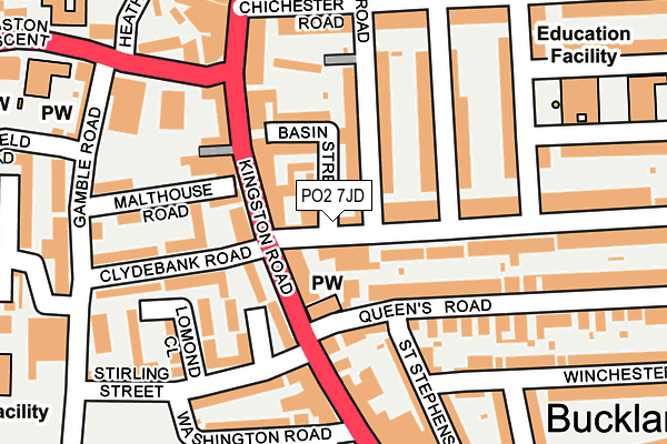 PO2 7JD map - OS OpenMap – Local (Ordnance Survey)