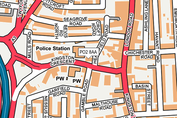 PO2 8AA map - OS OpenMap – Local (Ordnance Survey)
