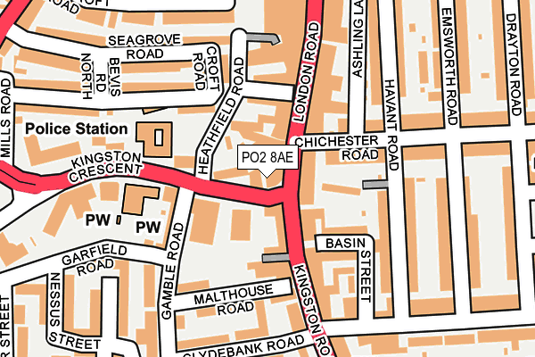 PO2 8AE map - OS OpenMap – Local (Ordnance Survey)