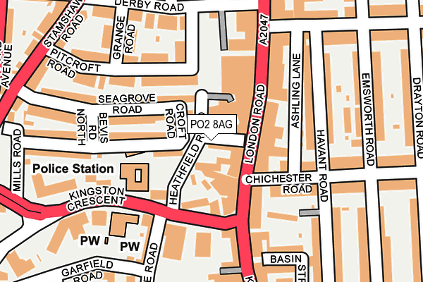 PO2 8AG map - OS OpenMap – Local (Ordnance Survey)