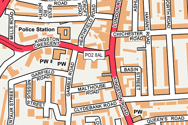 PO2 8AL map - OS OpenMap – Local (Ordnance Survey)