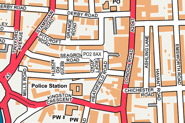 PO2 8AX map - OS OpenMap – Local (Ordnance Survey)