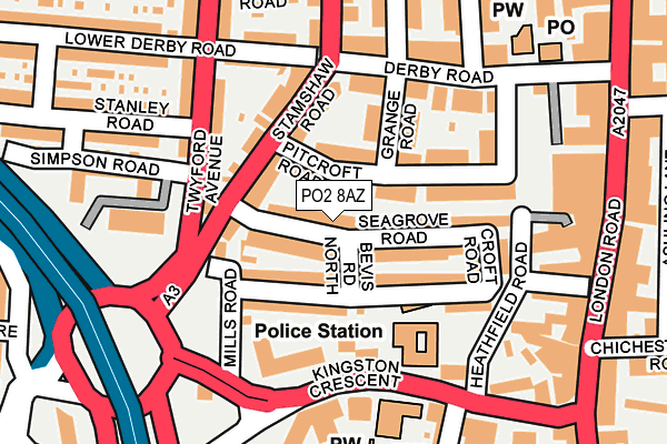 PO2 8AZ map - OS OpenMap – Local (Ordnance Survey)