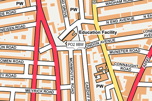 PO2 8BW map - OS OpenMap – Local (Ordnance Survey)