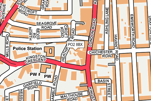 PO2 8BX map - OS OpenMap – Local (Ordnance Survey)