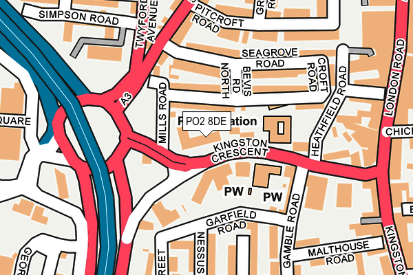 PO2 8DE map - OS OpenMap – Local (Ordnance Survey)