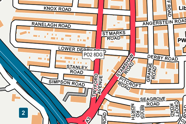 PO2 8DG map - OS OpenMap – Local (Ordnance Survey)