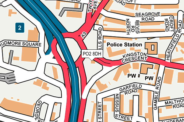 PO2 8DH map - OS OpenMap – Local (Ordnance Survey)