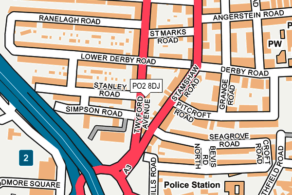 PO2 8DJ map - OS OpenMap – Local (Ordnance Survey)