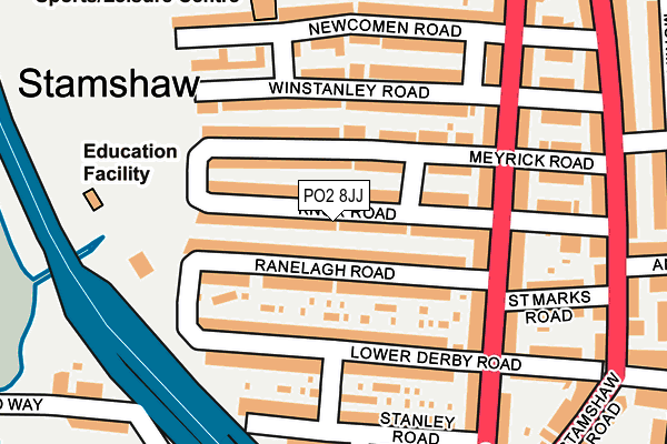 PO2 8JJ map - OS OpenMap – Local (Ordnance Survey)