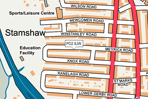 PO2 8JW map - OS OpenMap – Local (Ordnance Survey)