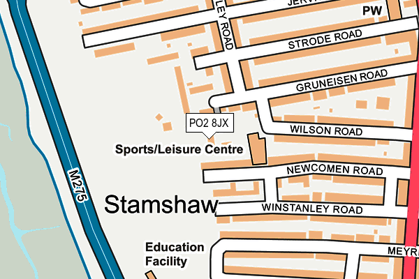 PO2 8JX map - OS OpenMap – Local (Ordnance Survey)