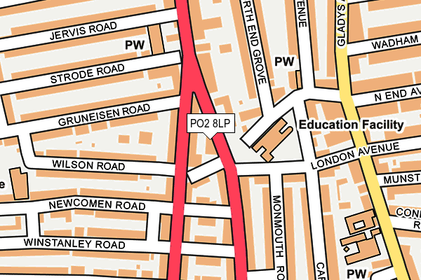 PO2 8LP map - OS OpenMap – Local (Ordnance Survey)