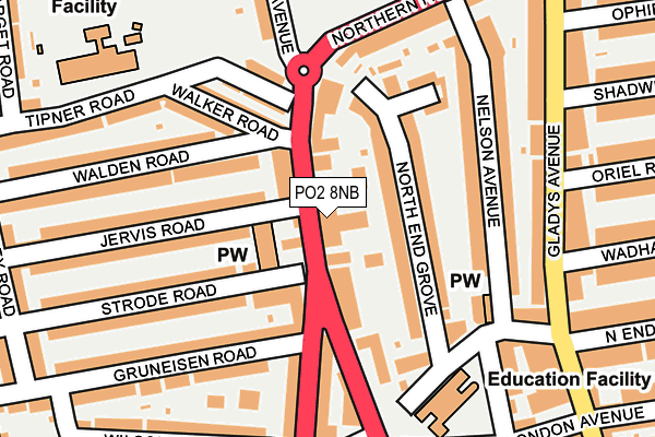 PO2 8NB map - OS OpenMap – Local (Ordnance Survey)