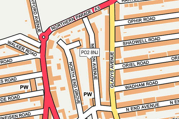 PO2 8NJ map - OS OpenMap – Local (Ordnance Survey)