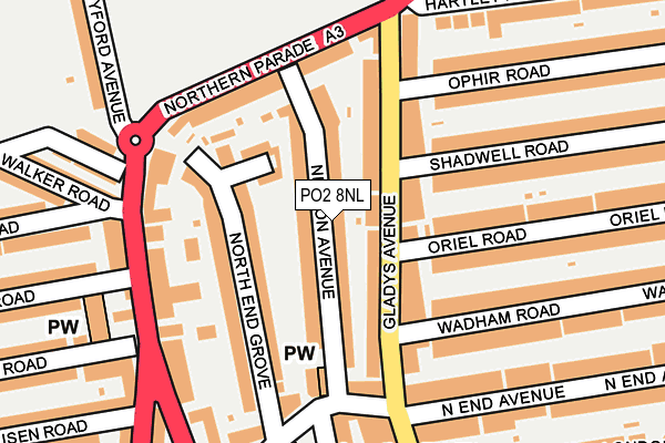 PO2 8NL map - OS OpenMap – Local (Ordnance Survey)