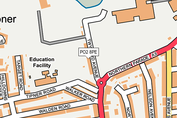 PO2 8PE map - OS OpenMap – Local (Ordnance Survey)