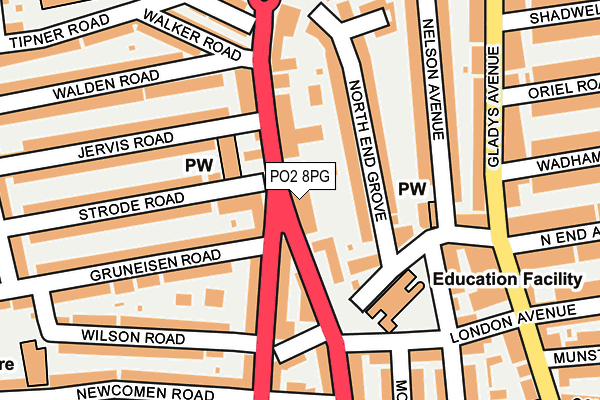 PO2 8PG map - OS OpenMap – Local (Ordnance Survey)