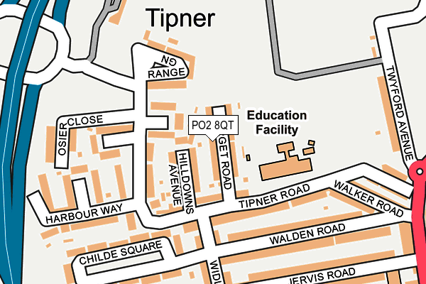 PO2 8QT map - OS OpenMap – Local (Ordnance Survey)