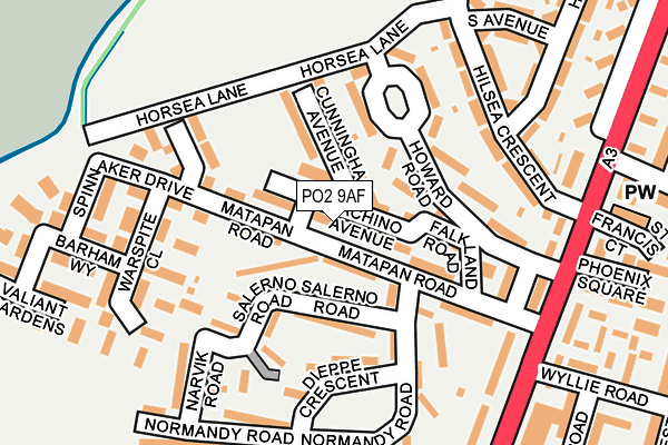 PO2 9AF map - OS OpenMap – Local (Ordnance Survey)