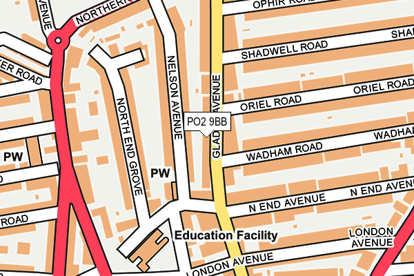 PO2 9BB map - OS OpenMap – Local (Ordnance Survey)