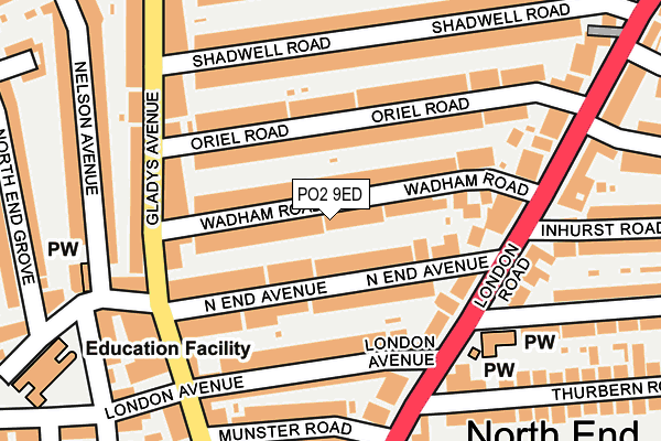 PO2 9ED map - OS OpenMap – Local (Ordnance Survey)